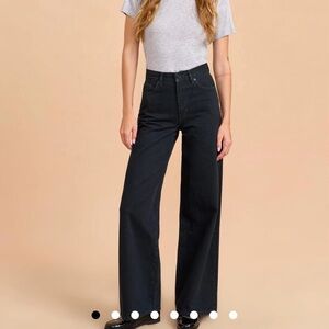 La Ligne Black High-Rise Wide Leg Jeans
